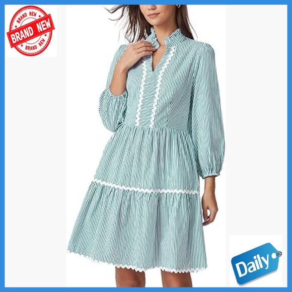 Long Sleeve Mini Dress with Pockets Cotton A-Line Casual Holiday Tunic
